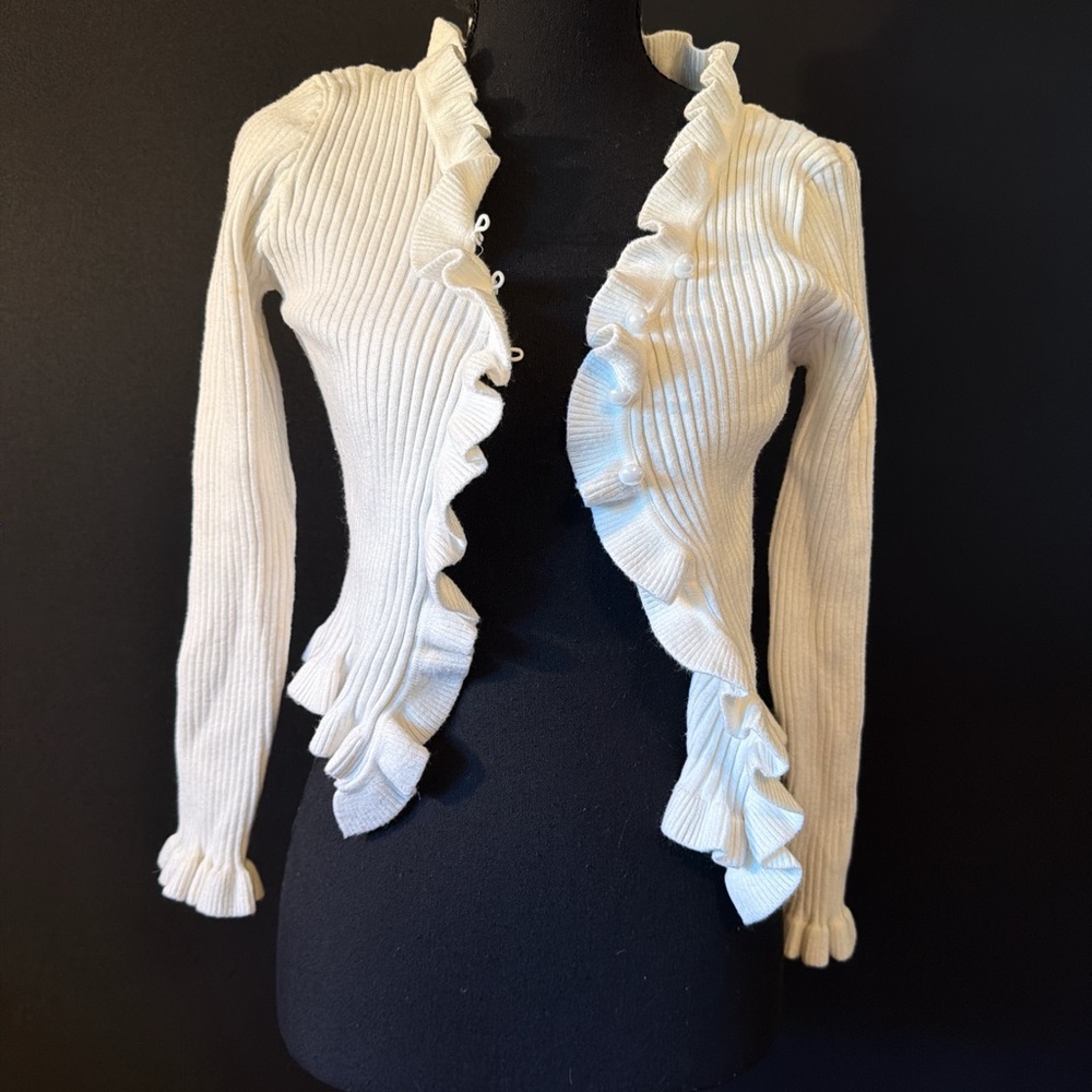 Princess Polly Cream Ruffled Cardigan